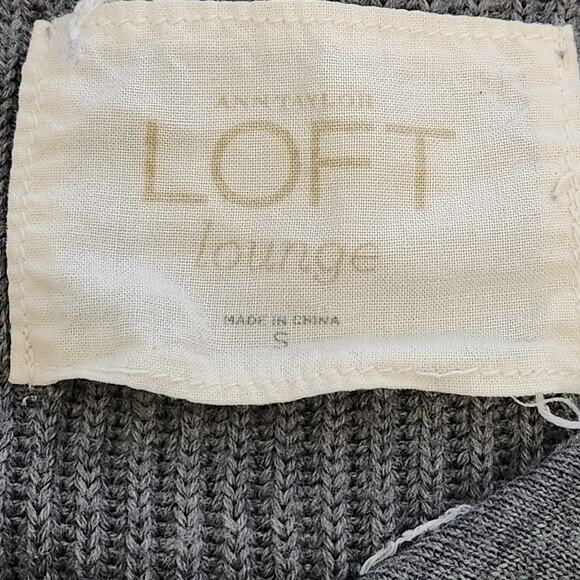 Loft Lounge Gray Ribbed Full Zip W/Button Up Collar Cardigan Small Wool - Picture 5 of 6